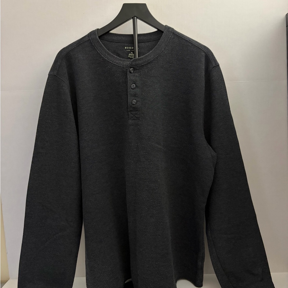 Sonoma Men’s Dark Gray Henley Shirt Long Sleeve Casual Cotton Size XL